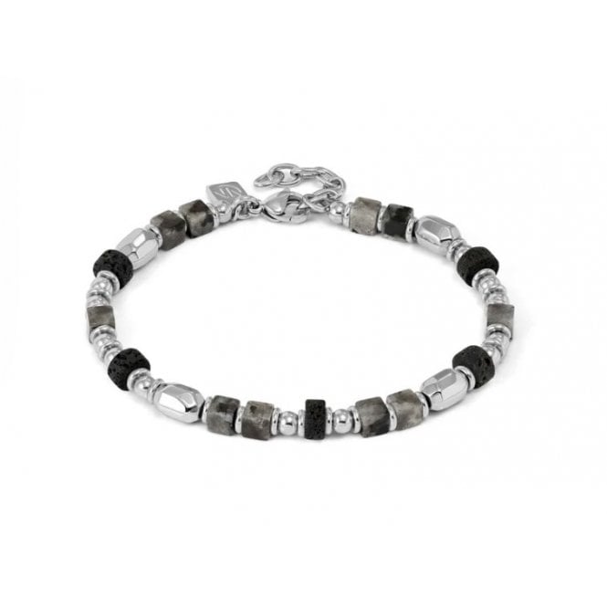 NOMINATION ITALY Instinct Infinity Edition Large Grey Labradorite and Lavastone Bracelet