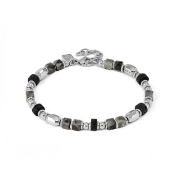 Instinct Infinity Edition Large Grey Labradorite and Lavastone Bracelet