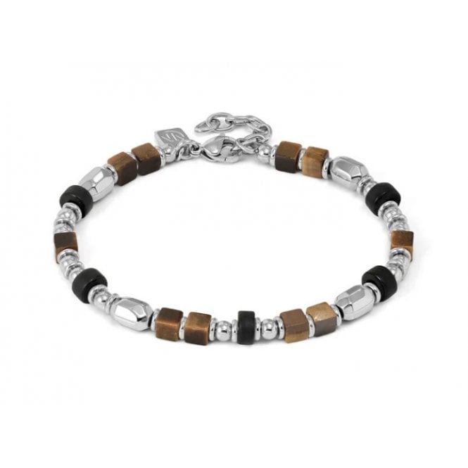 NOMINATION ITALY Instinct Infinity Edition Large Tiger's Eye and Black Agate Bracelet