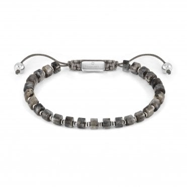 Instinct Stainless Steel & Grey Jasper Stones Bracelet