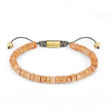 Instinct Stainless Steel & Orange Jasper Stones Bracelet