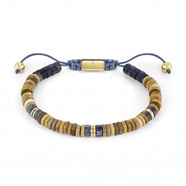 Instinct Stainless Steel & Sand Colour Jasper Stones  Bracelet