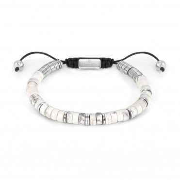 Instinct Stainless Steel & White Turquoise Stones Bracelet