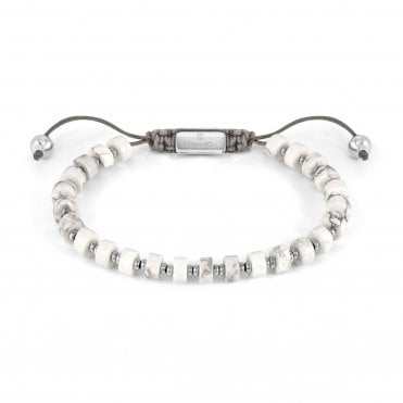 Instinct Stainless Steel & White Turquoise Stones Bracelet