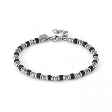 InstinctStyle Sea Edition Stainless Steel and Lava Stone Bracelet
