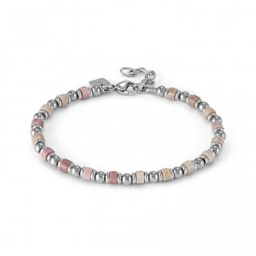 InstinctStyle Sea Edition Stainless Steel and Pink Jade Bracelet