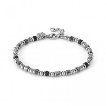 InstinctStyle Sea Edition Stainless Steel Grey Labradorite and Lava Stone Bracelet