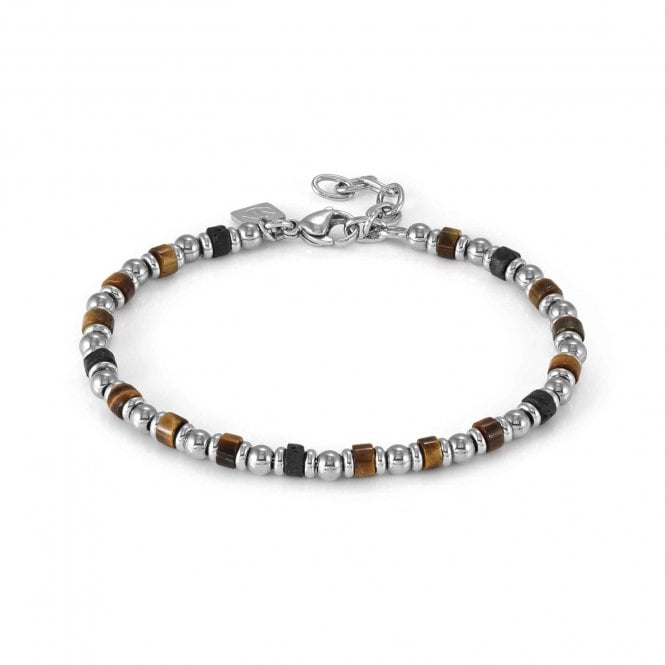 NOMINATION ITALY InstinctStyle Sea Edition Stainless Steel Tiger Eye and Lava Stone Bracelet