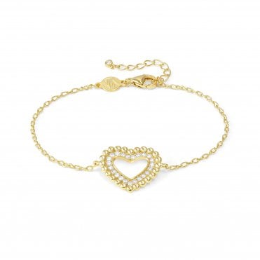 Lovecloud Yellow Gold CZ Heart Bracelet