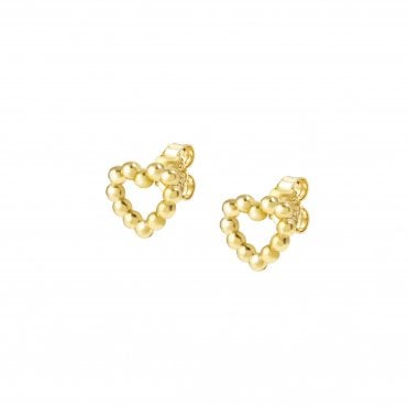 Lovecloud Yellow Gold CZ Heart Earrings