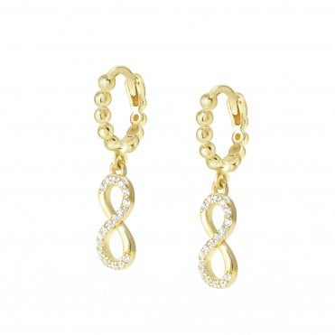Lovecloud Yellow Gold CZ Infinity Drop Earrings