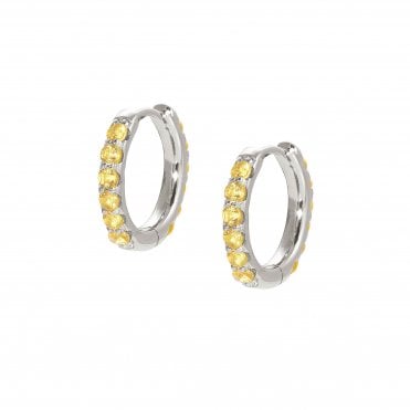 Lovelight Silver & Yellow CZ Hoop Earrings