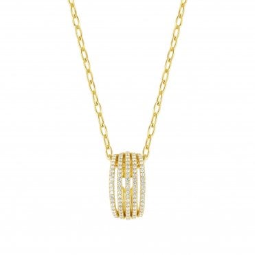 Lovelight Yellow Gold Plated & White CZ Oval Necklace