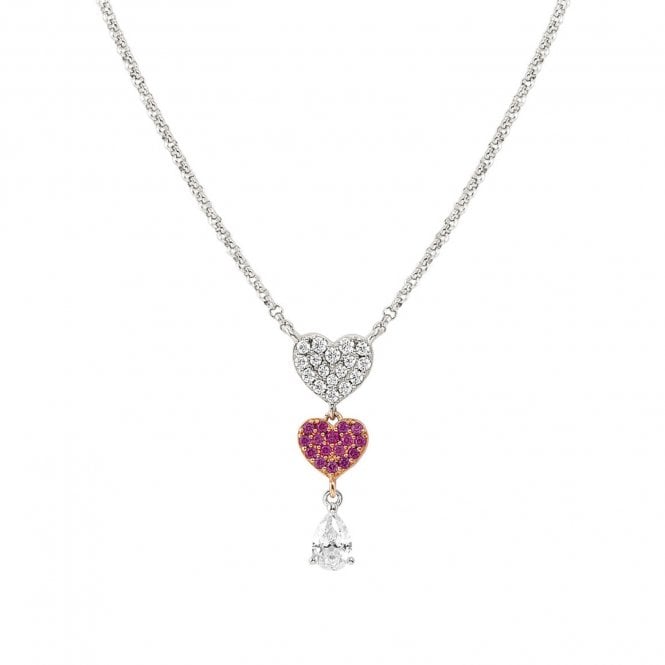 NOMINATION ITALY Lucentissima Silver and Rose Gold CZ Heart Necklace