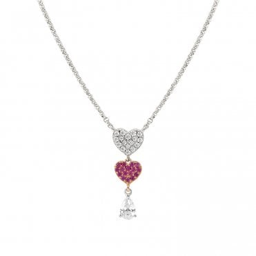 Lucentissima Silver and Rose Gold CZ Heart Necklace