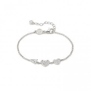 Lucentissima Silver CZ Heart Bracelet