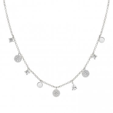 Lucentissima Silver CZ Round Pendant Necklace