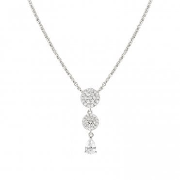 Lucentissima Silver CZ Round Pendant Necklace