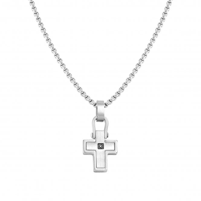 NOMINATION ITALY Manvision Silver Cross with Black CZ Necklace
