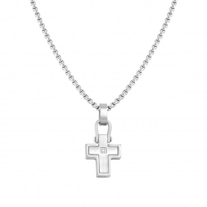 NOMINATION ITALY Manvision Silver Cross with White CZ Necklace