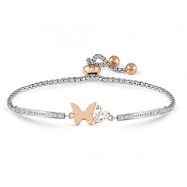 Milleluci Rose Gold Plated CZ Butterfly Bracelet