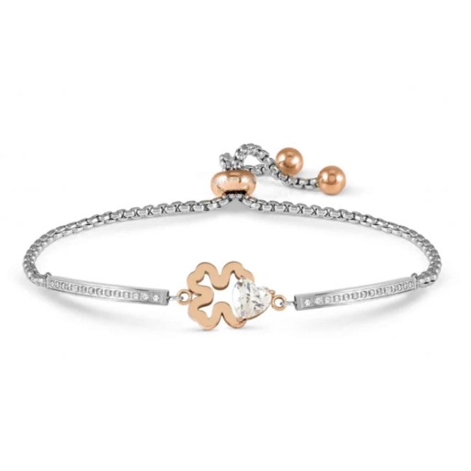 NOMINATION ITALY Milleluci Rose Gold Plated CZ Clover Bracelet
