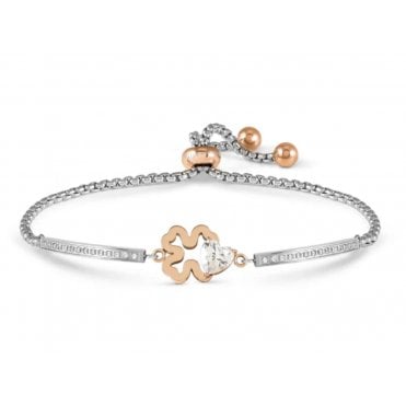 Milleluci Rose Gold Plated CZ Clover Bracelet