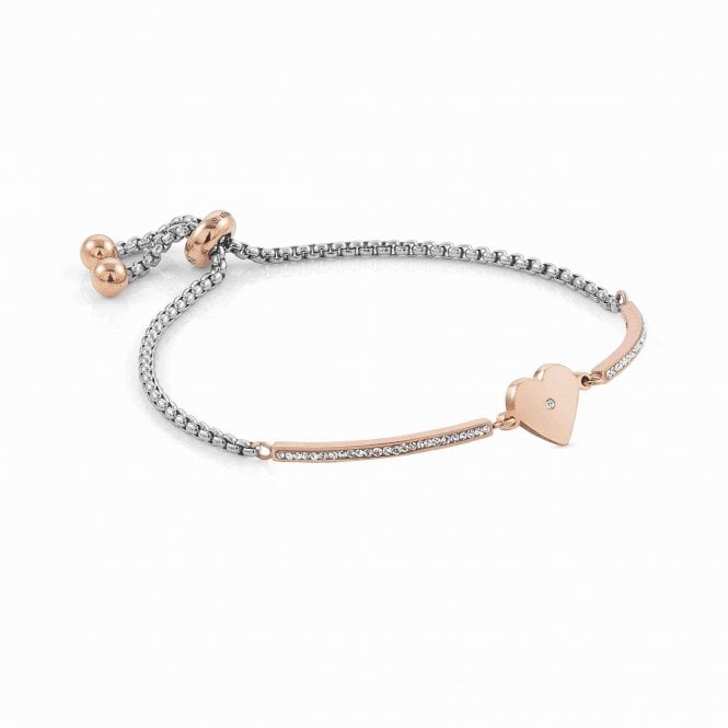 NOMINATION ITALY Milleluci Rose Gold PVD, Stainless Steel & White Pave CZ Heart Bracelet