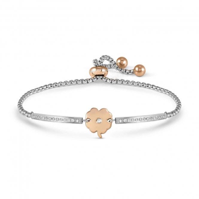NOMINATION ITALY Milleluci Silver and Rose Gold Clover Adjustable Bracelet