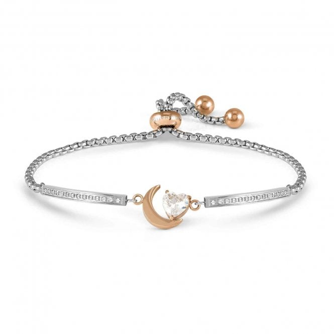 NOMINATION ITALY Milleluci Silver and Rose Gold CZ Moon Adjustable Bracelet