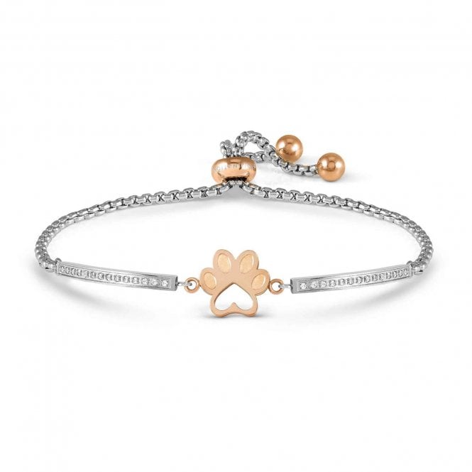 NOMINATION ITALY Milleluci Silver and Rose Gold Paw Print Adjustable Bracelet
