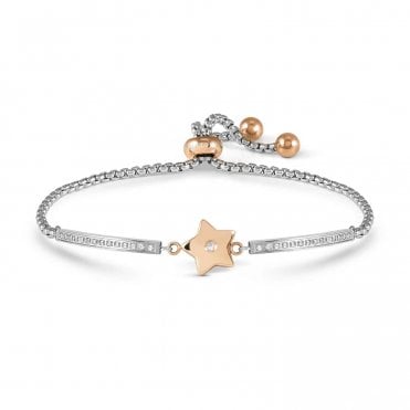 Milleluci Silver and Rose Gold Star Adjustable Bracelet