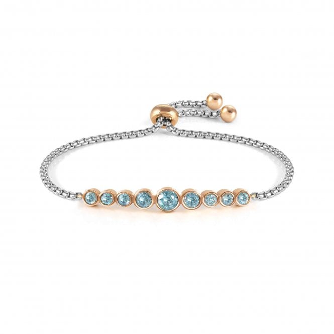NOMINATION ITALY Milleluci Stainless Steel and Light Blue Circle CZ Bracelet