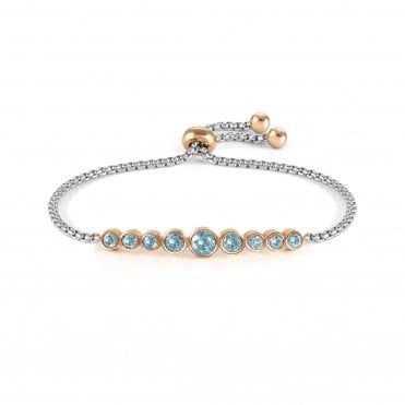 Milleluci Stainless Steel and Light Blue Circle CZ Bracelet