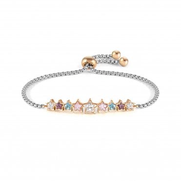 Milleluci Stainless Steel and Mixed Star CZ Bracelet