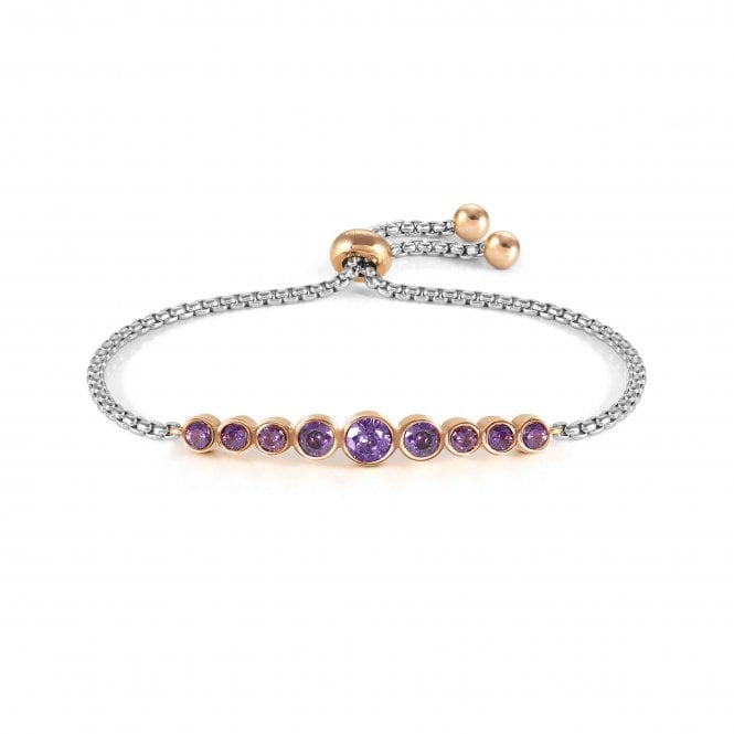 NOMINATION ITALY Milleluci Stainless Steel and Purple Circle CZ Bracelet
