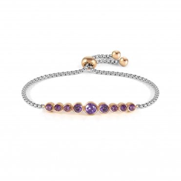 Milleluci Stainless Steel and Purple Circle CZ Bracelet