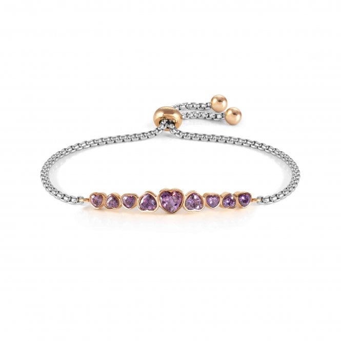 NOMINATION ITALY Milleluci Stainless Steel and Purple Heart CZ Bracelet