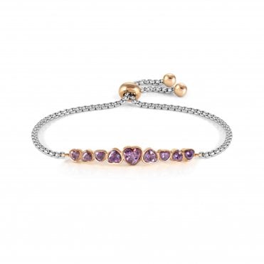 Milleluci Stainless Steel and Purple Heart CZ Bracelet