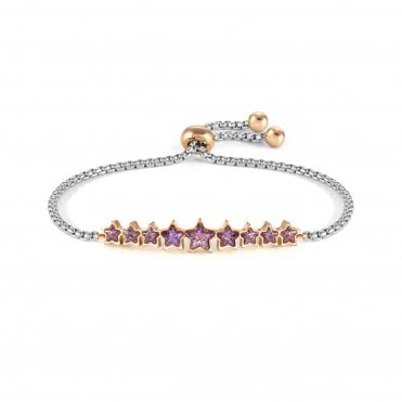 Milleluci Stainless Steel and Purple Star CZ Bracelet