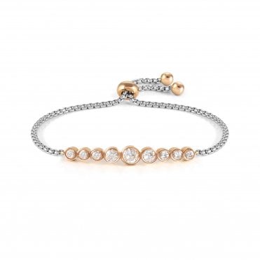 Milleluci Stainless Steel and White Circle CZ Bracelet