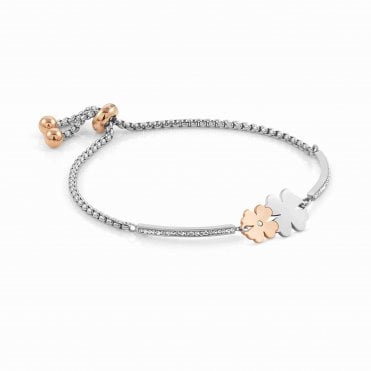 Milleluci Stainless Steel Double Four Leaf Clover Bracelet