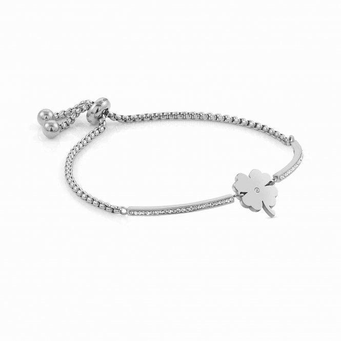 NOMINATION ITALY Milleluci Stainless Steel & White Pave CZ Four Leaf Clover Bracelet