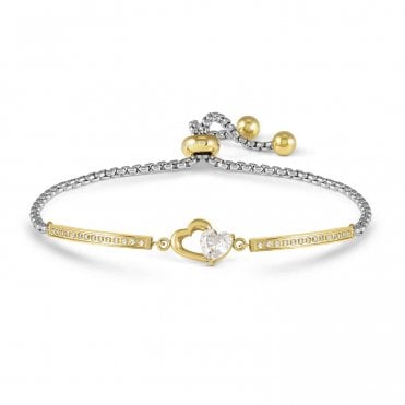 Milleluci Yellow Gold CZ Heart Adjustable Bracelet