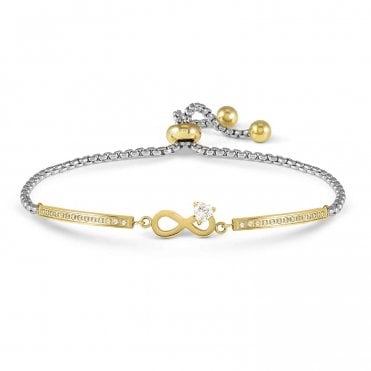 Milleluci Yellow Gold CZ Infinity Adjustable Bracelet