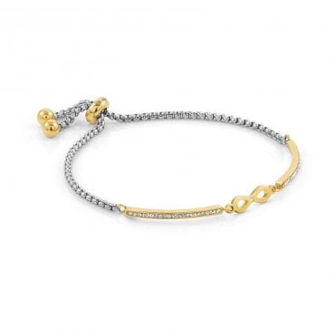 Milleluci Yellow Gold PVD, Stainless Steel & White Pave CZ Infinite Bracelet