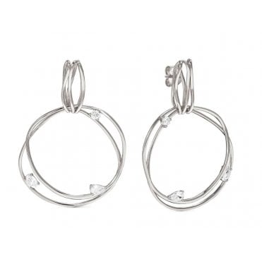 My Rebel Art Silver Circle Drop Stud Earrings