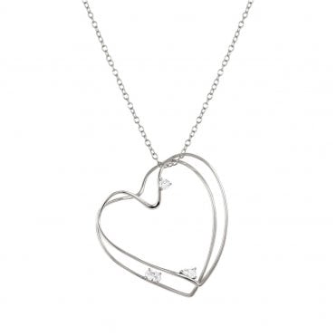 My Rebel Art Silver Long Heart Necklace