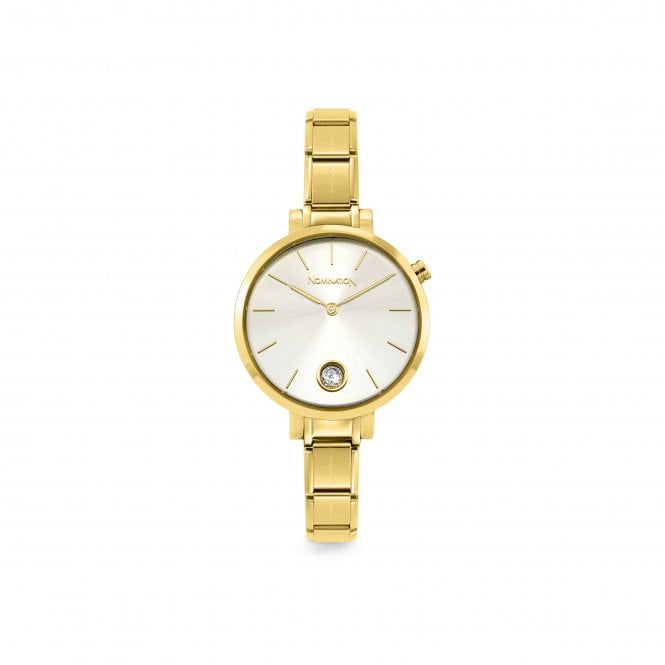NOMINATION ITALY Paris Round Mother of Pearl Dial Yellow Gold Composable Watch