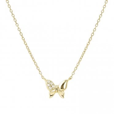 Petit Sparkle Gold Plated Butterfly Necklace